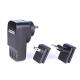 Laser 4-Port USB Travel Charger with Global Adapters - Side View