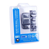 Laser 4-Port USB Travel Charger with Global Adapters - Rear View