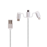 Laser Dual USB AC Charger 2.4A with 3-in-1 Cable White - Rear View