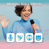 Laser Mini Karaoke Speaker with 2 Wireless Mics - Blue - Top-Down View