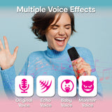 Laser Mini Karaoke Speaker with 2 Wireless Mics - Pink - Top-Down View