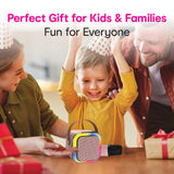 Laser Mini Karaoke Speaker with 2 Wireless Mics - Pink - Rear View