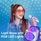 Laser Kids Disco Karaoke with Two Mics White - Side View