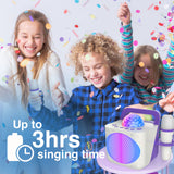 Laser Kids Disco Karaoke with Two Mics White - 45-Degree Angle