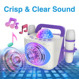 Laser Kids Disco Karaoke with Two Mics White - Rear View