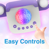 Laser Kids Disco Karaoke with Two Mics White - Low Angle