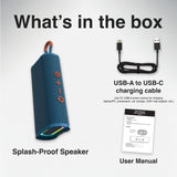 Laser Splash Proof Bluetooth Speaker Blue - Low Angle