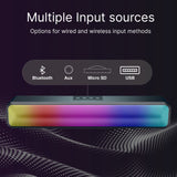 Laser RGB Bluetooth Gaming Soundbar Black - Front View