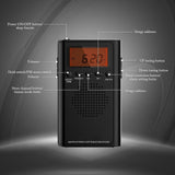 Laser AM FM Pocket Radio with LCD and Speaker - Front View