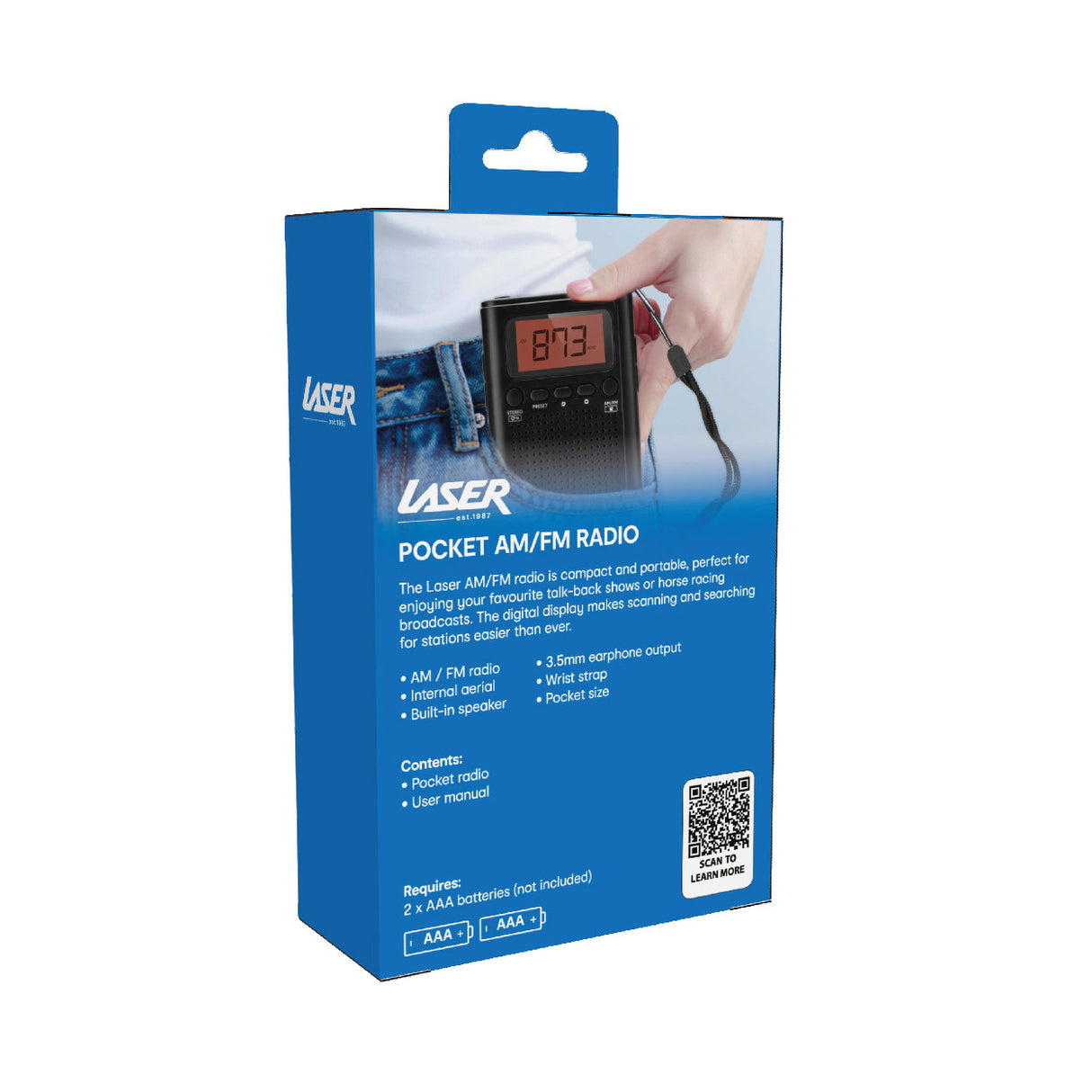 Laser AM FM Pocket Radio with LCD and Speaker