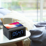 Laser Alarm Clock with Wireless Charging & Bluetooth - Top-Down View