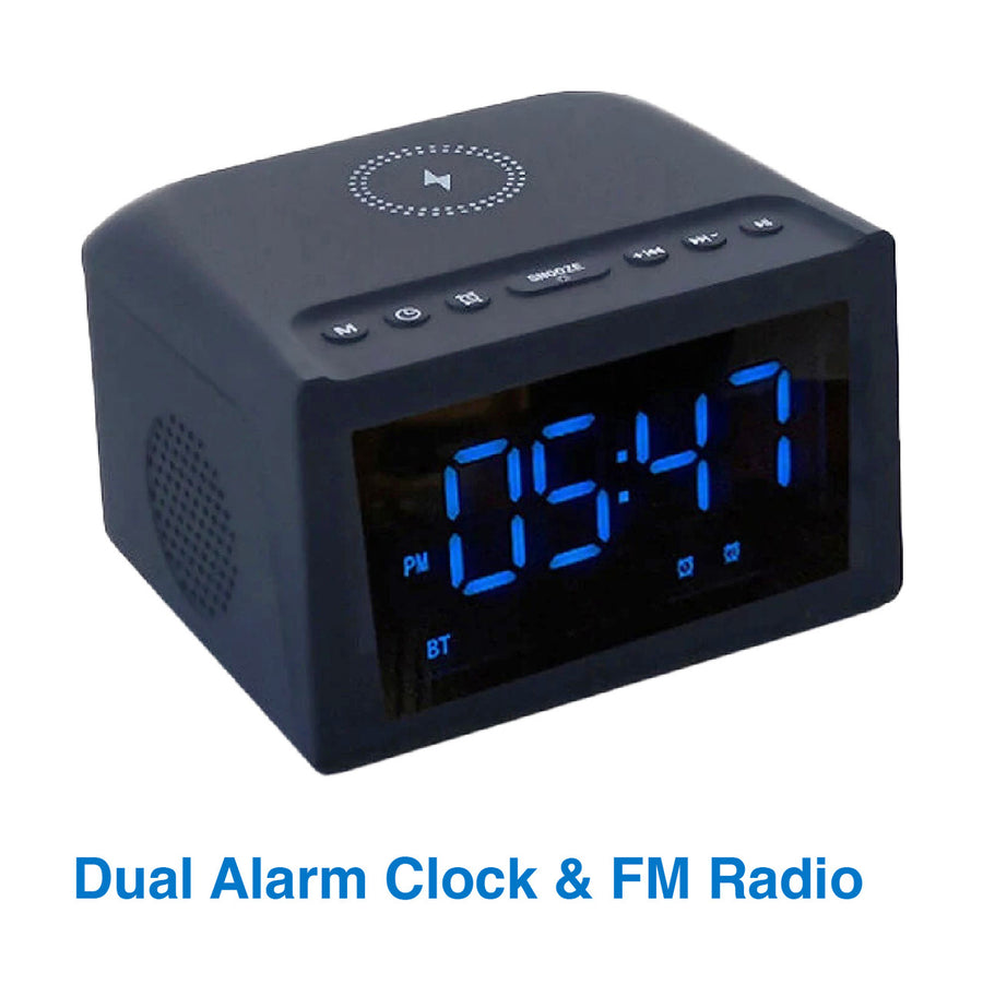Laser Alarm Clock with Wireless Charging & Bluetooth