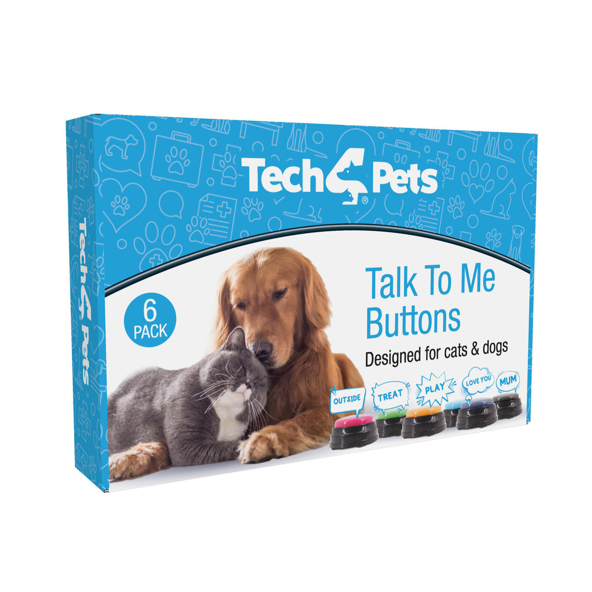 Tech4Pets 6-Pack Talking Buttons for Interactive Pet Communication