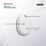 Laser Mini Smart Tag with Apple Find My Tracking White - Close-Up Angle