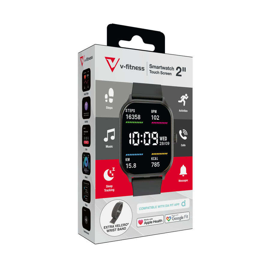 V-Fitness Smart Watch 2 Inch Touch Screen - Black