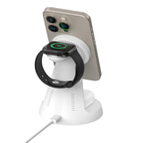 Laser 3 in 1 Wireless Charging Stand White - Low Angle