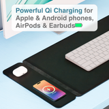 Laser Wireless Charging Desk Mat Black - Side View