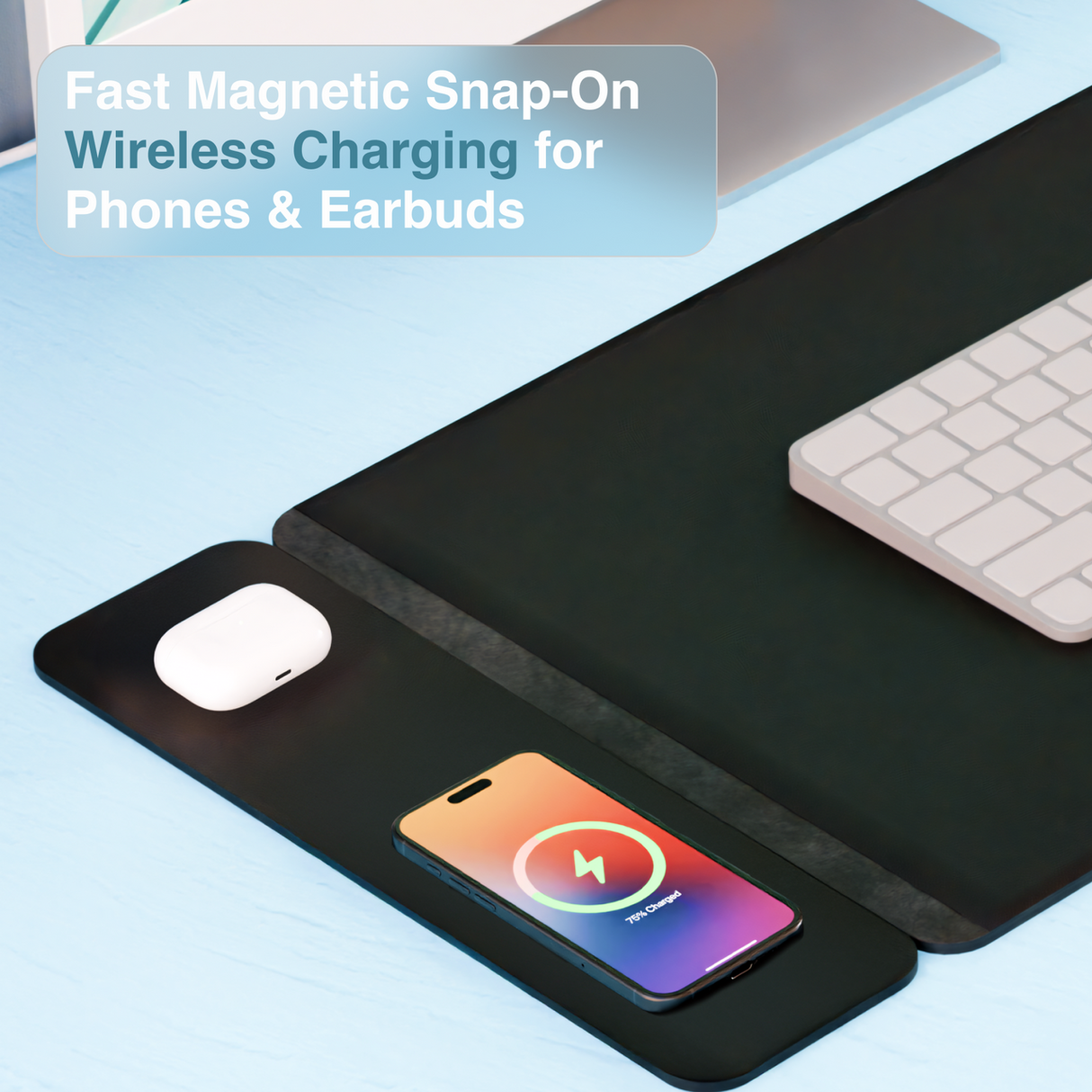 Laser Wireless Charging Desk Mat Black