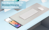 Laser Wireless Charging Desk Mat Grey - Rear View