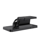 Laser 3-in-1 Wireless Charging Station with Alarm Clock - Black - 45-Degree Angle
