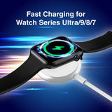 Laser Wireless Charger for Apple Watch White - Front View