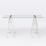 Stainless Steel & Glass Venus Office Desk Table - Front View