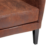 Salerno Brown Microfibre High Back Armchair - Side View