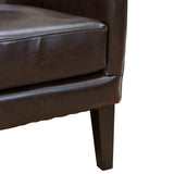 Vintage Brown Bonded Leather High Back Armchair - Top-Down View