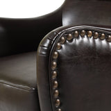 Vintage Brown Bonded Leather High Back Armchair - 45-Degree Angle