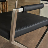 Rocklin Steel & Bonded Leather Director chair Armchair in Black - Side View
