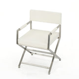 Rocklin Steel & Bonded Leather Director chair Armchair in White - 45-Degree Angle
