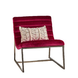Glorie Garnet/Red Velvet Sofa Accent Chair ArmChair - 45-Degree Angle