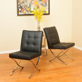 Pandora Modern Bonded Leather Dining Chair in Black - Front View
