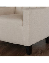 Canberra Fabric Armchair & Ottoman in Begie  Linen - Side View