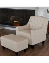 Canberra Fabric Armchair & Ottoman in Begie  Linen - Top-Down View