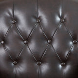 Coogee Bonded Leather Armchair & Ottoman in Brown - 45-Degree Angle