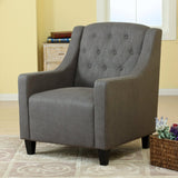 Canberra Fabric Armchair & Ottoman in Grey Linen - Front View