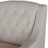 Canberra Fabric Armchair & Ottoman in Natural Linen - Side View
