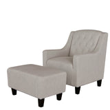 Canberra Fabric Armchair & Ottoman in Natural Linen - Top-Down View