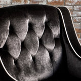 Lara Two Tone Tufted Black New Velvet Club Armchair - Top-Down View