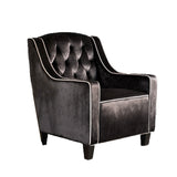 Lara Two Tone Tufted Black New Velvet Club Armchair - 45-Degree Angle