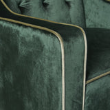 Lara Two Tone Tufted Emerald New Velvet Club Armchair - Side View