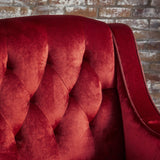 Lara Two Tone Tufted Garnet New Velvet Club Armchair - Side View
