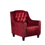 Lara Two Tone Tufted Garnet New Velvet Club Armchair - Top-Down View