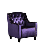 Lara Two Tone Tufted Plum New Velvet Club Armchair - Front View