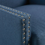Cecilia Classic Studded Dark Blue Wingback Club Armchair - Front View