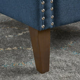 Cecilia Classic Studded Dark Blue Wingback Club Armchair - Side View