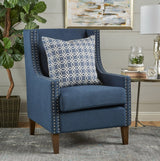 Cecilia Classic Studded Dark Blue Wingback Club Armchair - Top-Down View