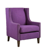 Cecilia Classic Studded Purple Wingback Club Armchair - Front View