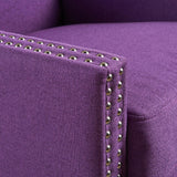 Cecilia Classic Studded Purple Wingback Club Armchair - Side View